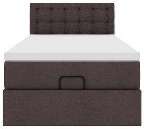 Cama otomana com colchão &amp; LEDs 90x200cm tecido castanho escuro
