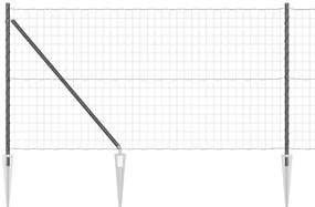 Cerca Euro com 13 postes pontiagudos, 1x25 m, aço galvanizado cinza.