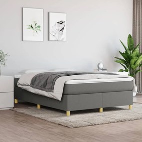 vidaXL Estrutura de cama com molas 140x190 cm tecido cinzento-escuro