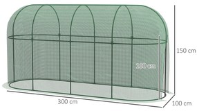 Estufa de Jardim Estufa para Plantas Estufa de Exterior com Porta com Fecho de Correr e Estrutura de Aço 3x1x1,5 m Verde