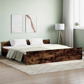 Estrutura de Cama Moona - 200x200 cm - Madeira Rustica - Design Modern