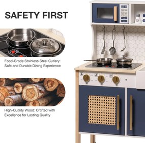 Cozinha de Brincar Infantil de Madeira Estilo 92 x 60 x 30 cm Vintage Azul