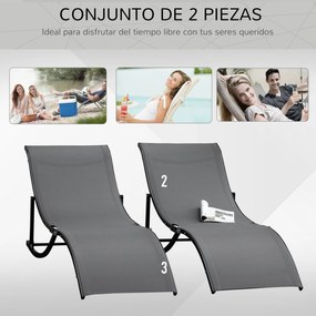 Conjunto 2 Espreguiçadeiras Ergonômicas Dobráveis em Forma de S com Es