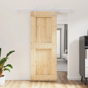 VidaXL Porta de correr com ferragens 80x210 cm madeira de pinho maciça