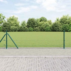 vidaXL Cerca de Fio Soldado com 7 Postes Flangeados Verde 0.4x10 m Aço
