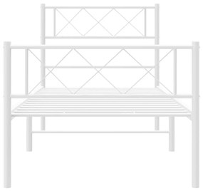 Estrutura de cama com cabeceira e pés 90x190 cm metal branco