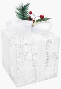 Caixas de presente de Natal decorativas 3 pcs int/ext. branco
