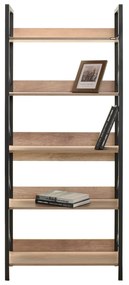 Estante "Rovere" - Nogueira e Preto - 73x172x35cm - Design Moderno