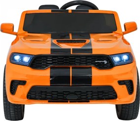 Carro elétrico para Crianças 2 a 5 anos, 12V Dodge Durango Rodas de espuma EVA, assento Couro ecológico e Comando Laranja