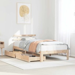 vidaXL Estrutura de cama com gavetas 75x190 cm madeira de pinho maciça