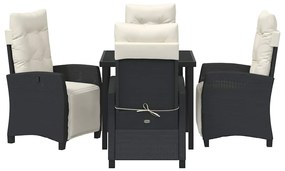 Conjunto de Jantar para Jardim 5 Peças Preto em Rattan Sintético