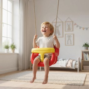 Baloiço para Crianças Interior e Exterior Baloiço de Jardim para Bebés e Crianças 9-36 Meses Corda Ajustável e Cinto de Segurança