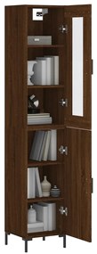 Armário Alto com Vitrine Brenna de 180 cm - Castanho - Design Moderno