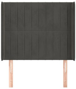 Cabeceira cama c/ abas veludo 103x16x118/128 cm cinzento-escuro