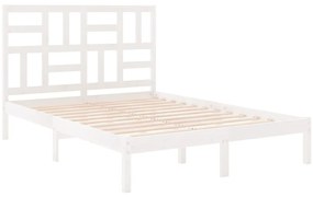 Estrutura de cama 140x190 cm madeira maciça branco