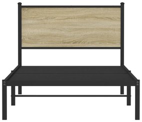 Estrutura de cama sem colchão 100x190 cm metal carvalho sonoma