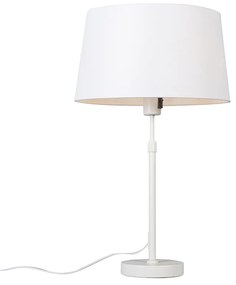 Candeeiro de mesa branco com cúpula branca 35 cm ajustável - Parte Moderno