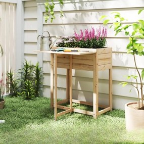 Floreira elevada com tampa dobrável 63 x 67 x 74 cm, em madeira com orifícios de drenagem natural