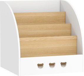 AIYAPLAY Estante Infantil para Brinquedos Organizador de Brinquedos de 4 Níveis com Compartimento Oculto 60x53x60 cm Branco e Madeira | Aosom Portugal
