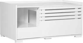PawHut Armário para gatos com 2 prateleiras Design 2-in-1 Porta magnética Branco | Aosom Portugal