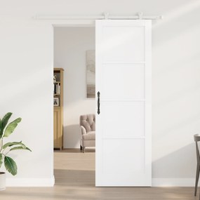Porta Deslizante vidaXL com Conjunto de Ferragens Branca 78x232 cm Mad