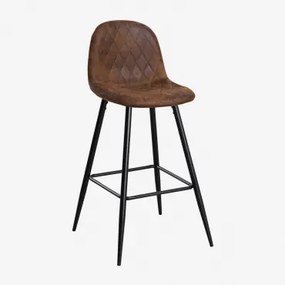 Banqueta Alta Glamm Em Couro Sintético Café Diamond & ↑75 Cm & Preto - Sklum