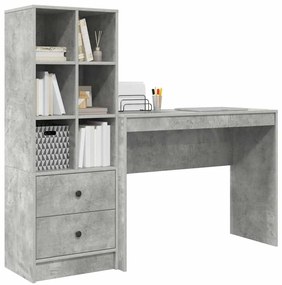 Mesa com Armazenamento Cinza Betão Madeira de Engenharia