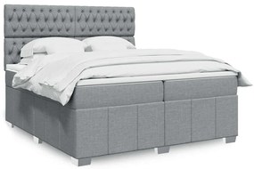 vidaXL Cama com molas/colchão 200x200 cm tecido cinza-claro