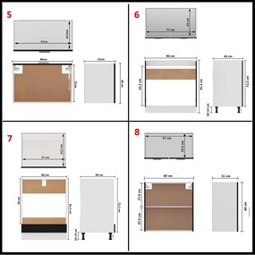 8 pcs conjunto armários de cozinha contraplacado preto