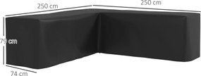 Capa de proteção impermeável para conjunto de jardim de canto, lona Oxford 420D, resistente à água e aos raios UV, 250 x 250 x 79 cm, preta