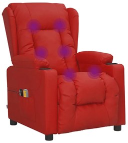Poltrona de massagens elétrica couro artificial vermelho tinto