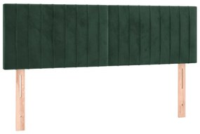 Cama box spring c/ colchão/LED 140x200 cm veludo verde-escuro