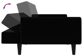 Sofá-cama de 2 lugares veludo preto