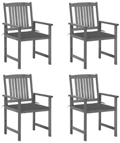 vidaXL Cadeiras de jardim com almofadões 4 pcs acácia maciça cinza