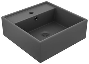 Lavatório luxuoso quadrado 41x41 cm cerâmica cinza-escuro mate