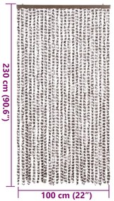 Cortina anti-insetos 100x230cm chenille cinza-acastanh./branco