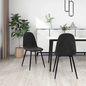 vidaXL Cadeiras de jantar 2 pcs veludo preto