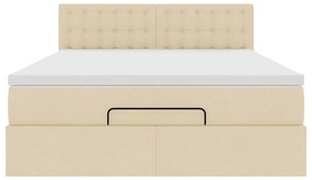Cama otomana com colchão 140x200 cm tecido creme