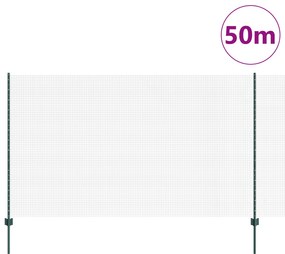 Cerca de Arame Soldado com 22 Postes U Verde 1.4x50 m Aço