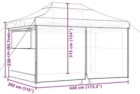 Tenda para festas pop-up dobrável c/ 4 paredes laterais laranja