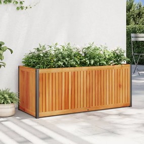 vidaXL Vaso/floreira de jardim 110x45x44 cm acácia maciça e aço