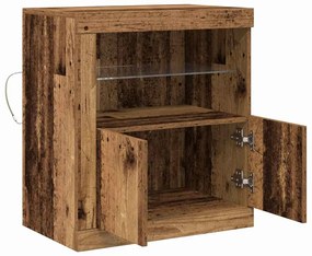 Buffet vidaXL com Luzes LED Madeira Velha 60,5x37x67 cm