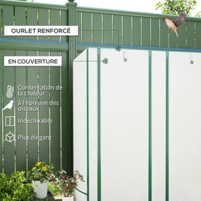 Estufa de jardim com prateleiras metálicas de 3 níveis, estufa de varanda com cobertura em PE e telhado inclinado, 144 x 48 x 152 cm, branca