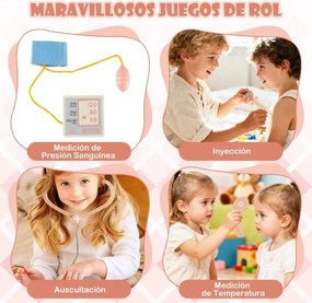 Conjunto de brincar aos médicos para crianças 115,5 x 30,5 x 72,5 cm com acessórios oftalmológicos e lâminas intercambiáveis para idades a partir dos