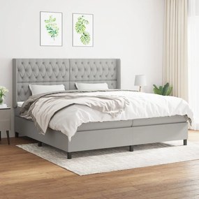 vidaXL Cama com molas/colchão 200x200 cm tecido cinza-claro