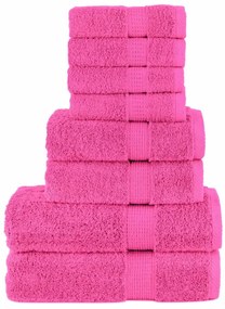8pcs Conjunto toalhas banho premium SOLUND 600 gsm rosa