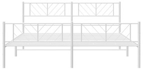 Estrutura de cama com cabeceira e pés 200x200 cm metal branco