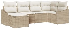 Conjunto de Jantar pro Jardim com 6 Peças e Almofadas Bejas em Rattan