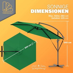 Guarda-sol cantilever  em alumínio  Ø300cm Proteção UV 80+ verde