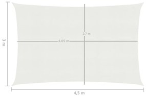Para-sol estilo vela 160 g/m² 3x4,5 m PEAD branco